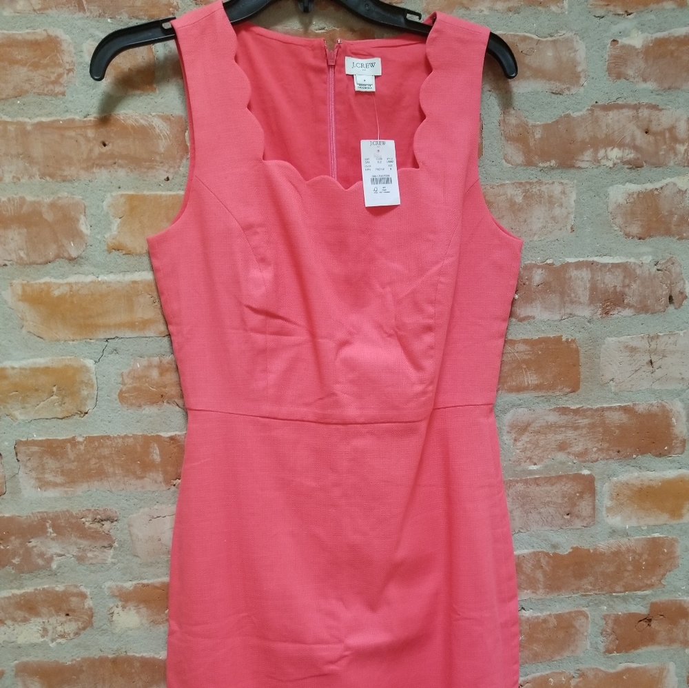 J.Crew scalloped pink linen dress